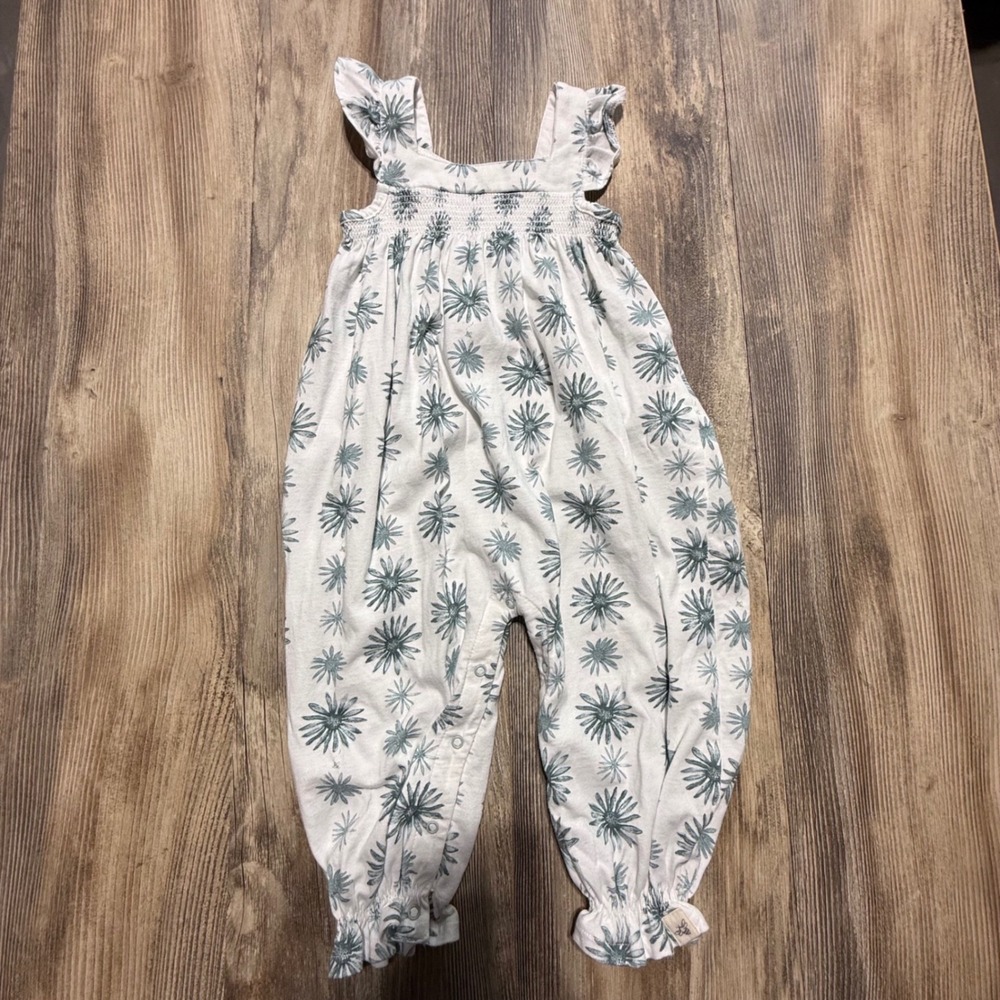 Burts Bees Baby Romper White Floral Cottagecore